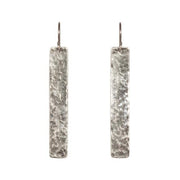 Handcrafted Hammered Silver Bar Earrings